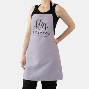 Mrs newlywed bride personalised lilac purple apron