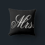 Mrs. newlywed bride typography black and white cushion<br><div class="desc">Mrs. newlywed bride typography black and white decorative pillow</div>