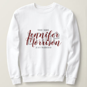Mrs. Newlywed Maroon Elegant Wedding Clothing  Sweatshirt