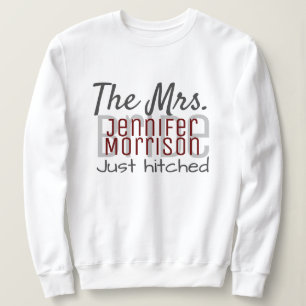 Mrs. Newlywed Modern Maroon Wedding Clothing Sweatshirt
