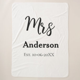 Mrs newlywed wife bride name date year est. Simple Sherpa Blanket