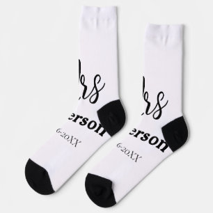 Mrs newlywed wife bride name date year est. Simple Socks