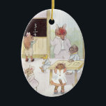 Mrs. Owl's School Visited by Fox Vintage Ceramic Tree Decoration<br><div class="desc">An illustration from the vintage 1921 children's book,  The Adventures of the Bunny-Boys. Mr. Ferdinand Fox frightens old Mrs. Owl's students. Artist Ruth Bennett.</div>