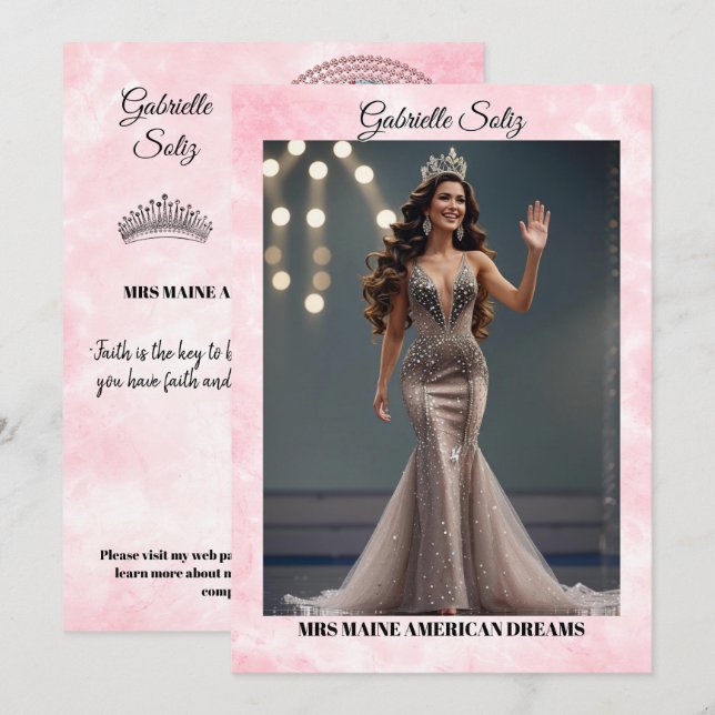 Mrs Pageant Autograph Card Pink Marble QR Code (Front/Back)