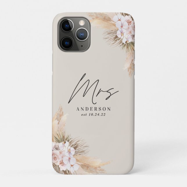 Mrs pampas dried botanical stylish wedding  Case-Mate iPhone case (Back)