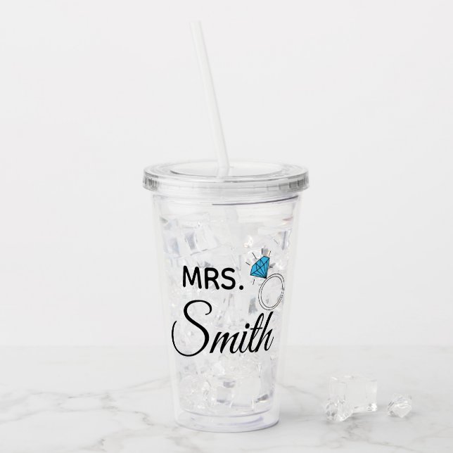 Mrs. Personalised Acrylic Tumbler (Front Ice)