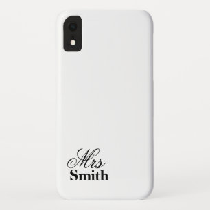 Mrs Personalised Name White Black iPhone XR Case