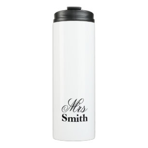 Mrs Personalised Name White Black Thermal Tumbler