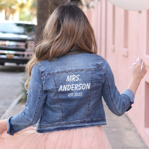 Mrs Proud Wife with Established Date Denim Jacket