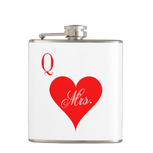 Mrs Queen of hearts wedding flask for wife