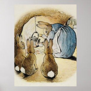 Mrs Rabbit Pours Tea by Beatrix Potter Poster