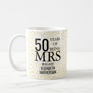 Mrs Right Fun Golden 50th Anniversary Coffee Mug
