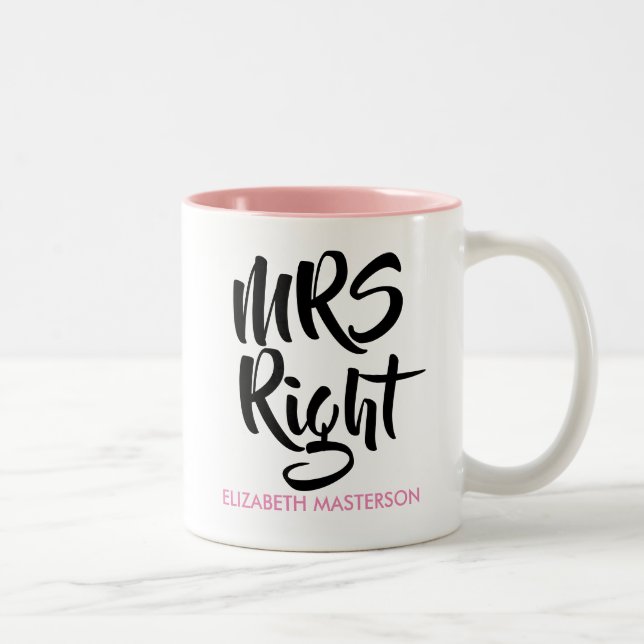 Mrs Right Personalised Name Fun Two-Tone Coffee Mug (Right)