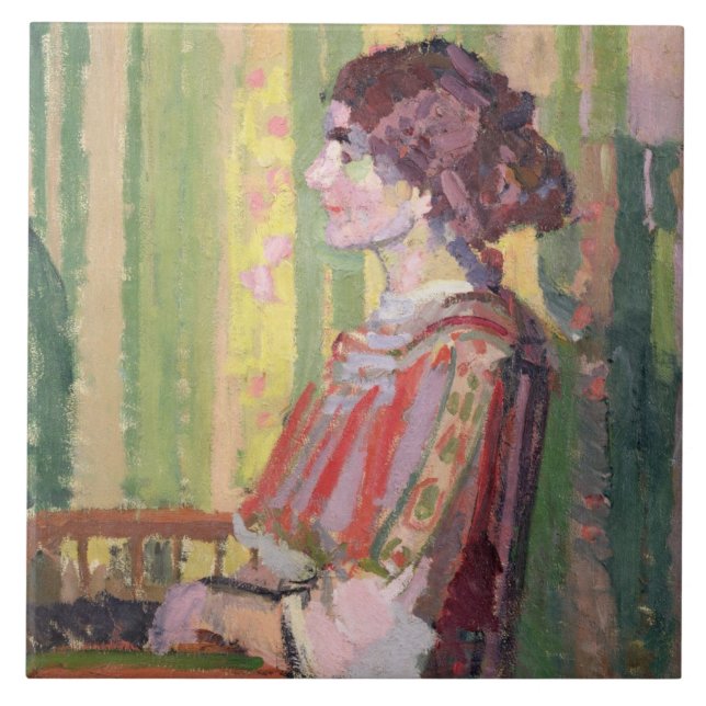Mrs Robert Bevan, c.1913 (oil on canvas) Tile (Front)