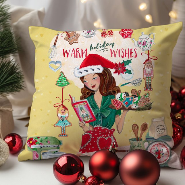 Mrs Santa Chirstmas Nutcracker Cookies Kitchen Cushion (Mrs Santa Chirstmas Nutcracker Cookies Kitchen Throw Pillow)