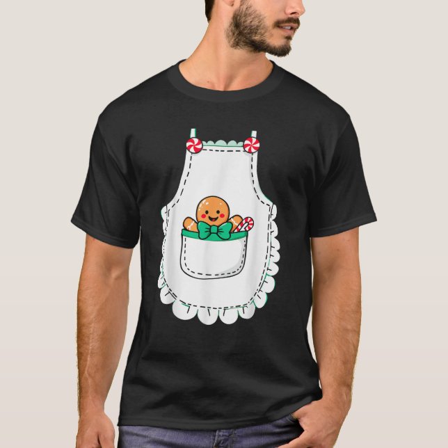 Mrs Santa Claus Apron Gingerbread Candy Cane Chris T-Shirt (Front)