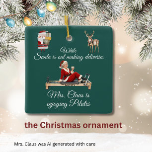 Mrs. Santa Claus Enjoys Pilates Name Ceramic Ornament