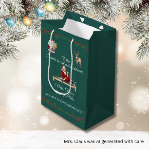 Mrs. Santa Claus Enjoys Pilates Name Medium Gift Bag