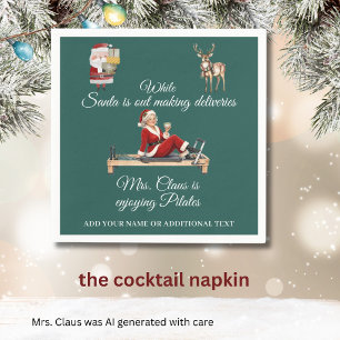 Mrs. Santa Claus Enjoys Pilates Name  Napkin