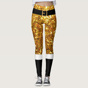 Mrs. Santa Claus Gold glitter Leggings