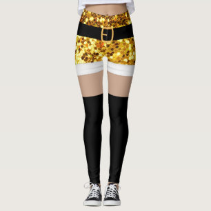 Mrs Santa Claus Gold glitter Leggings