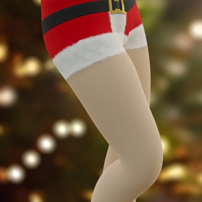 Mrs Santa Claus Shorts Funny Christmas Costume Leggings (Santa hot pants! A fun and festive pair of Christmas leggings perfect for all Santa Parties)
