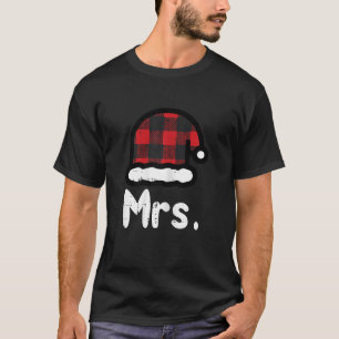 Mrs Santa Hat Buffalo Plaid Matching Couples Chris T-Shirt