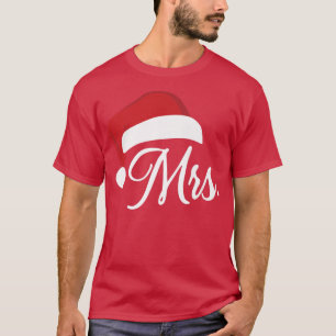 Mrs Santa's Hat Christmas Couples Tee His & Hers M