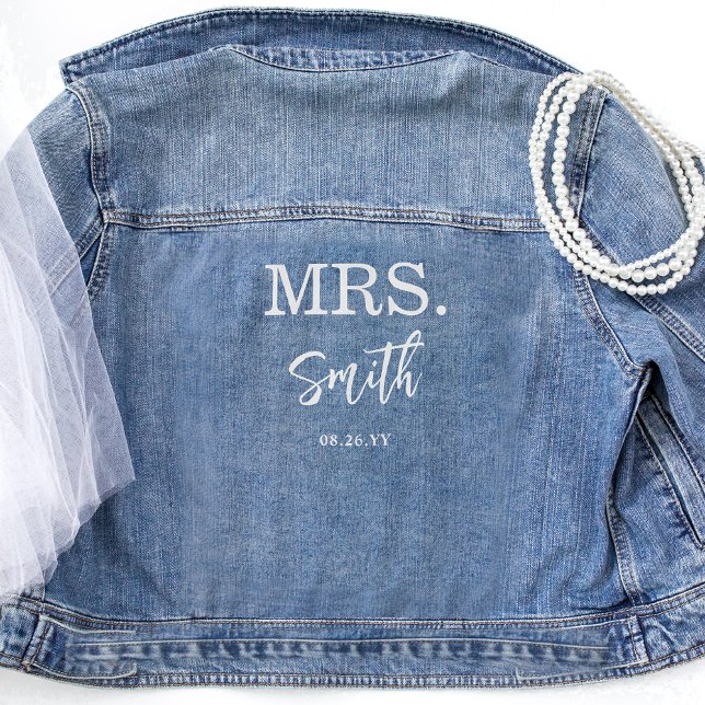 Mrs. Script Bridal Custom Jean Wedding  Denim Jacket (Creator Uploaded)