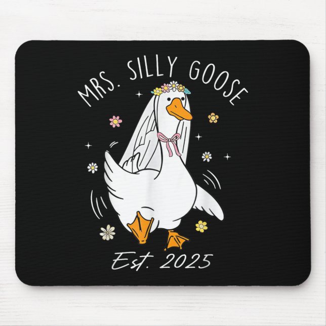 Mrs. Silly Goose Couple Matching Wedding Funny Bri Mouse Mat (Front)