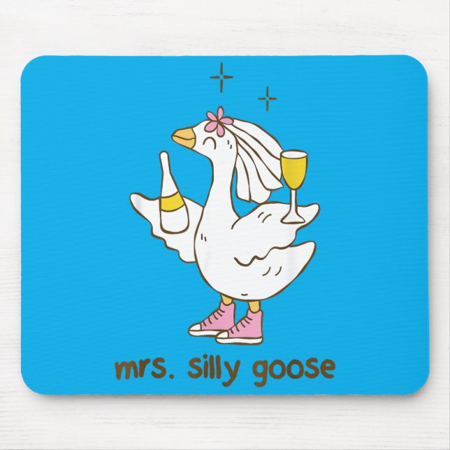 Mrs Silly Goose Wedding Bachelorette Party Mouse Mat (Front)