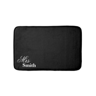 Mrs Smith Black White Add your own Name Bath Mat