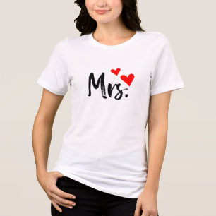 Mrs. T-Shirt – Cute Red Heart Wife Design Tri-Blend Shirt