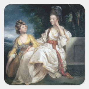 Mrs Thrale and her Daughter Hester  1777-78 Square Sticker