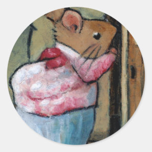 MRS TITTLEMOUSE (in Oil Pastel) After B. Potter Classic Round Sticker