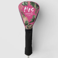 Mrs tropical botanical girly pink typography