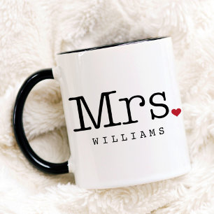 Mrs. Vintage Black Monogram Personalised Wedding Mug
