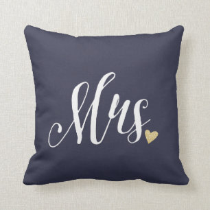 Mrs. Wedding and Anniversary Blue Cushion