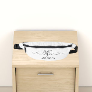 Mrs white black newlywed bum bags