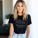 Mrs White Modern Script Custom Wedding Newlywed Tri-Blend Shirt<br><div class="desc">Modern and casual chic white calligraphy script "Mrs." women's wedding tee shirt features custom text that can be personalised with the bride's new married last name and wedding date / date established. Perfect for the newly wed to wear at the honeymoon and beyond!</div>