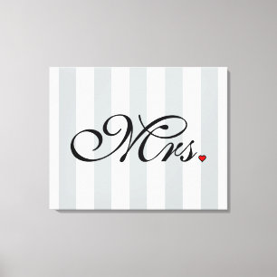 Mrs. Wife Bride Click to Customise Colour Stripes Canvas Print