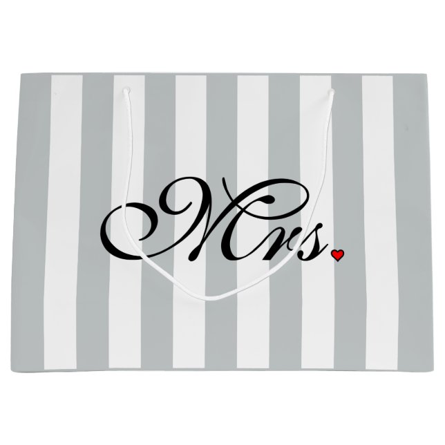 Mrs. Wife Bride Click to Customise Colour Stripes Large Gift Bag (Front)