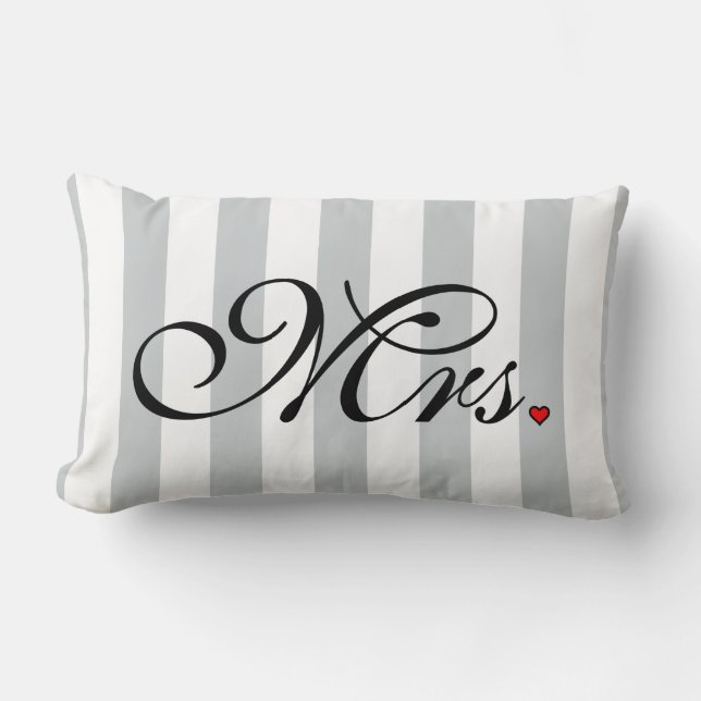 Mrs. Wife Bride Click to Customise Colour Stripes Lumbar Cushion (Front)