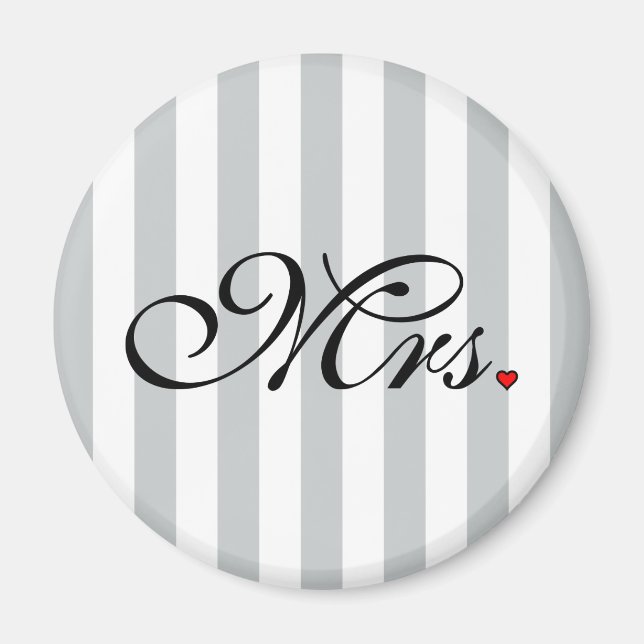 Mrs. Wife Bride Click to Customise Colour Stripes Magnet (Front)