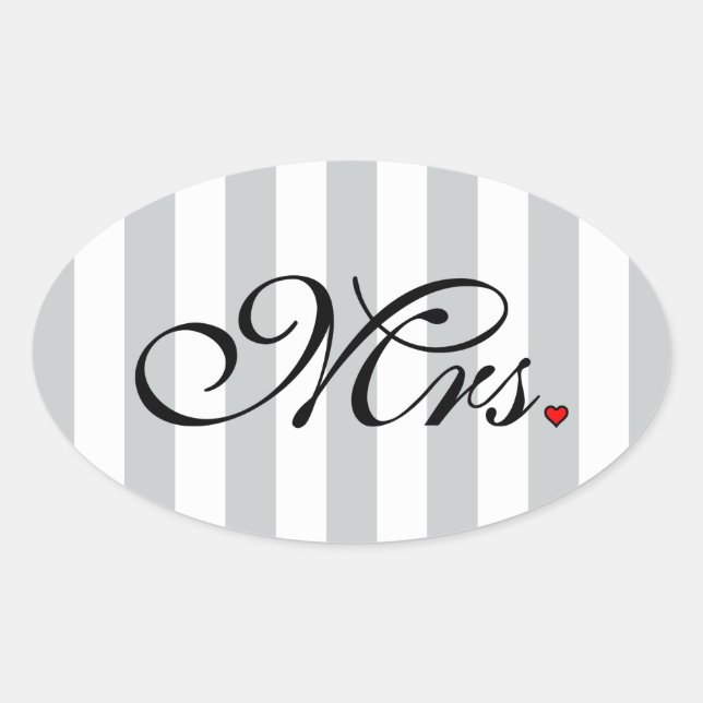 Mrs. Wife Bride Click to Customise Colour Stripes Oval Sticker (Front)