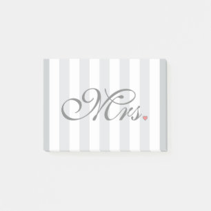 Mrs. Wife Bride Click to Customise Colour Stripes Post-it Notes