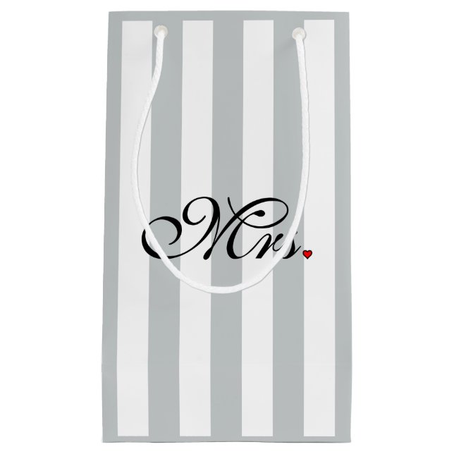 Mrs. Wife Bride Click to Customise Colour Stripes Small Gift Bag (Front)