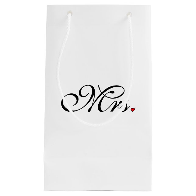 Mrs. Wife Bride His Her Newly Weds Small Gift Bag (Front)