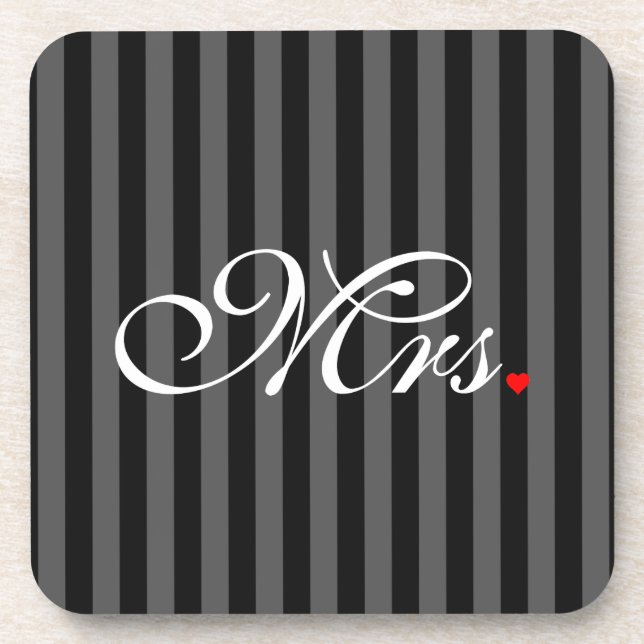 Mrs. Wife Bride His Hers Newly Weds Coaster (Front)