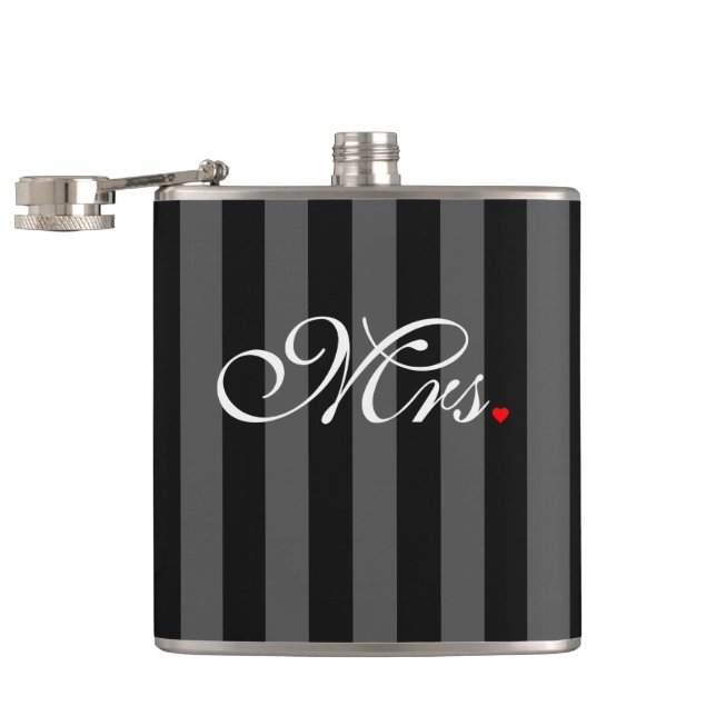 Mrs. Wife Bride His Hers Newly Weds Hip Flask (Opened)